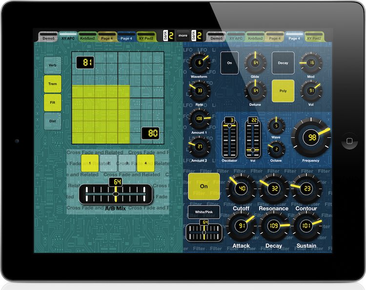 MIDI Designer on iPad in Peformance Mode